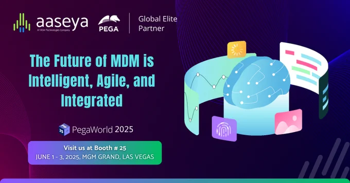 At Aaseya, we understand that data isn’t just an asset—it’s the foundation for agility, compliance, and customer experience. But without a strong MDM strategy, even the most advanced tech stacks can fall short.
As we showcase at #PegaWorld 2025, our 𝗣𝗲𝗴𝗮-𝗽𝗼𝘄𝗲𝗿𝗲𝗱 𝗠𝗮𝘀𝘁𝗲𝗿 𝗗𝗮𝘁𝗮 𝗠𝗮𝗻𝗮𝗴𝗲𝗺𝗲𝗻𝘁 (𝗠𝗗𝗠) 𝘀𝗼𝗹𝘂𝘁𝗶𝗼𝗻 is built to eliminate complexity and deliver clarity. From real-time synchronization and AI-driven data matching to case-based governance and seamless SAP integration, we help enterprises move from fragmented records to a single source of truth—fast.
- Accelerate time-to-market
- Automate stewardship and validation
- Power next-best-actions with clean, contextual data
Whether you're managing millions of records or navigating complex ecosystems like SAP, CRM, or ERP—Aaseya helps you get it right the first time.
Visit us at Booth #25 at hashtag#PegaWorld 2025 to learn more.
#Aaseya #PegaWorld #LowCode #MDM #Blueprint #LegacyModernization #Boot