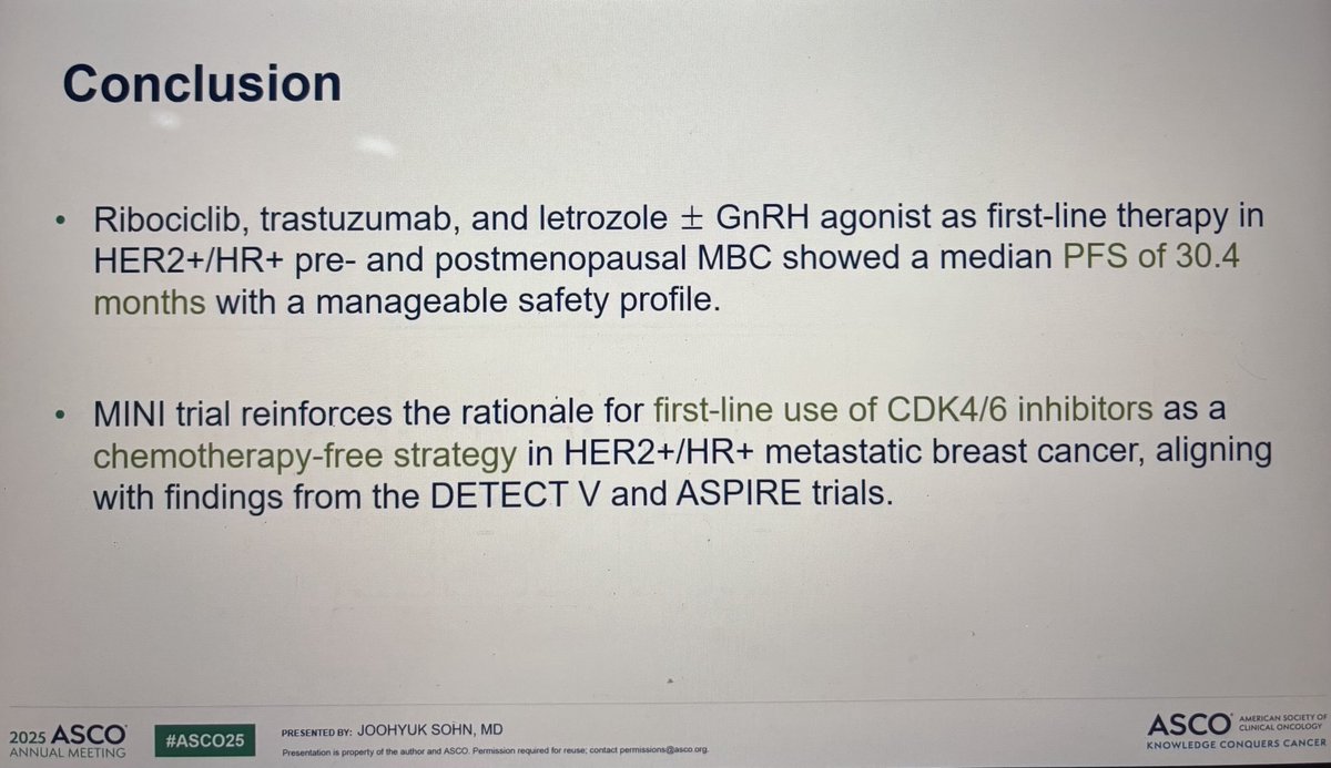 Bhosale26Bharat's tweet image. MINI trial one more attempt to create Chemofree regimen #targeted therapy # ASCO2025#Breast cancer