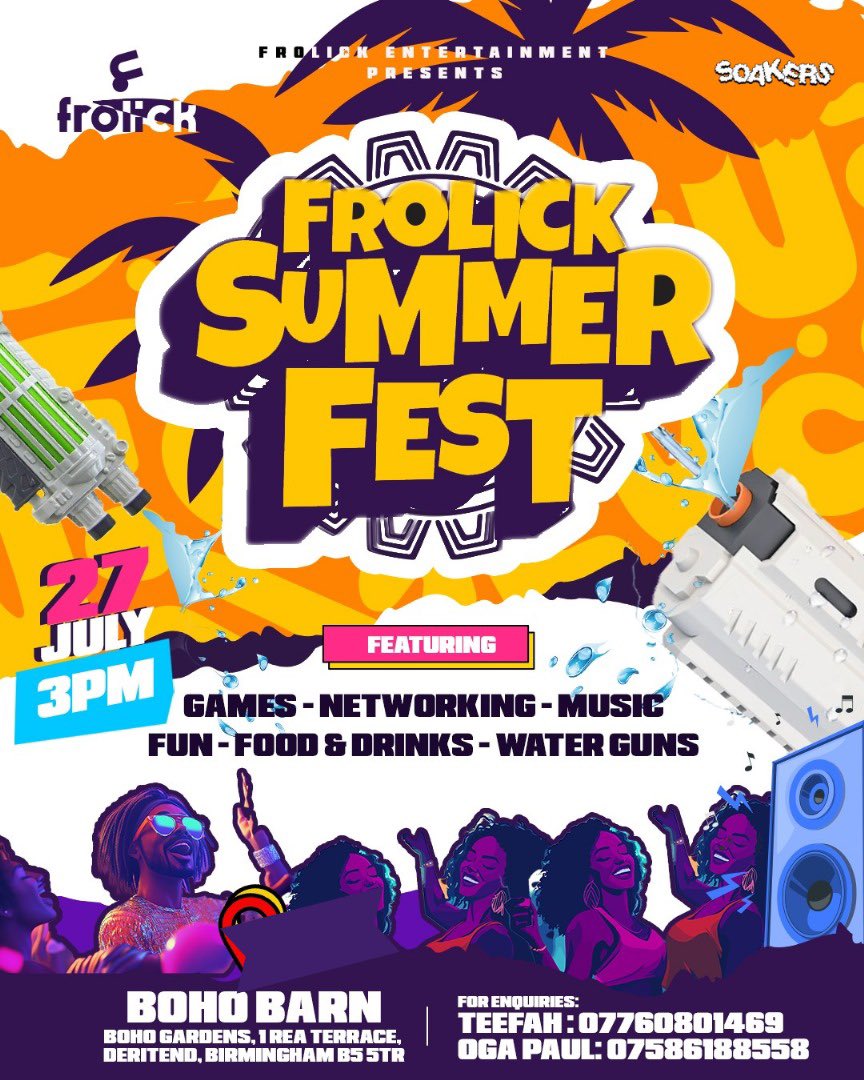 teefahlaygos's tweet photo. Get ready for the ultimate summer party! @FrolickEnt will be bringing you the littest adult play ground! it’s about to be a splash party with our water guns! Early bird tickets are almost sold out! Grab yours now before prices go up https://t.co/IGbjypyLwi https://t.co/4C0CIyImVc