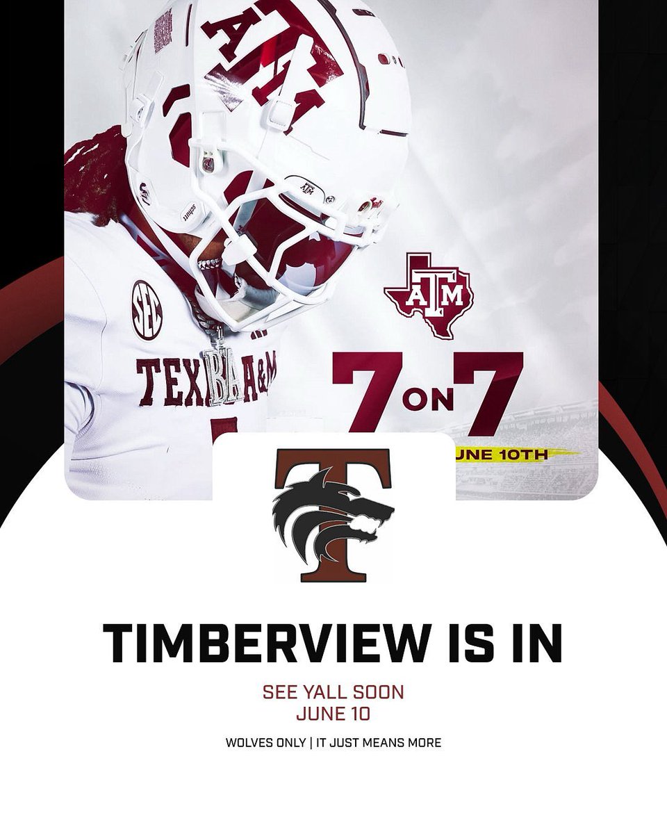 Headed to College Station June 10 for 7 on 7 camp!

#WolvesOnly
#ItJustMeansMore