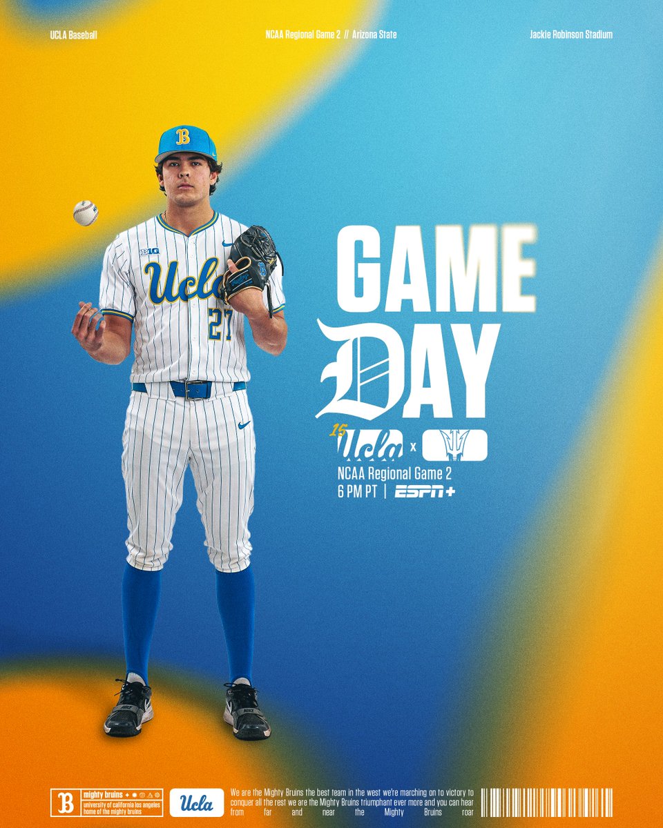 UCLA Baseball (@uclabaseball) on Twitter photo Ready for round two.
๐| <a href="/ASU_Baseball/">Sun Devil Baseball</a>
๐| Jackie Robinson Stadium
โฐ| 6 PM PT
๐บ| ESPN+
๐ฅ๏ธ| bit.ly/4dKhGKH
๐ป| ucla.in/4kkHMGx
๐| uclalivestats.com
#GoBruins Ready for round two.
๐| <a href="/ASU_Baseball/">Sun Devil Baseball</a>
๐| Jackie Robinson Stadium
โฐ| 6 PM PT
๐บ| ESPN+
๐ฅ๏ธ| bit.ly/4dKhGKH
๐ป| ucla.in/4kkHMGx
๐| uclalivestats.com
#GoBruins