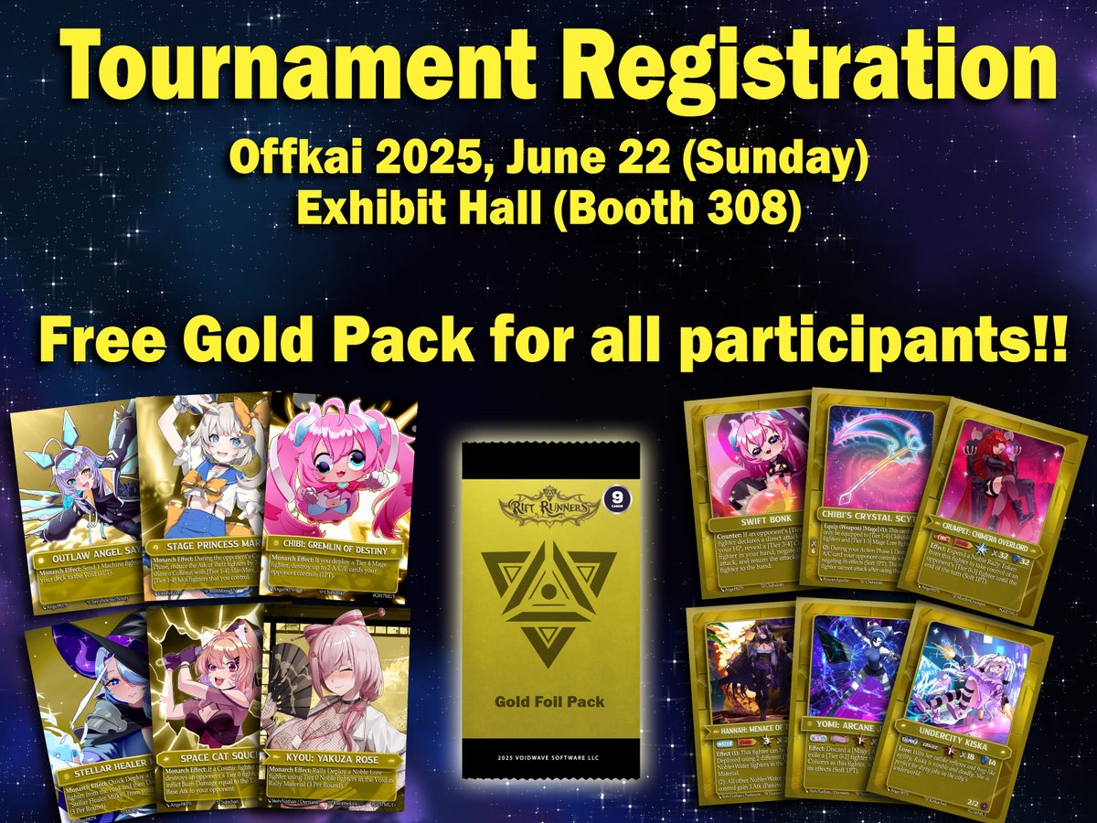 The first ever Rift Runners tournament will be held at #OffKaiGen4! There will be prizes for everyone. You can register now with the google form. There is more info there. forms.gle/jnyH5vikeNFovm…