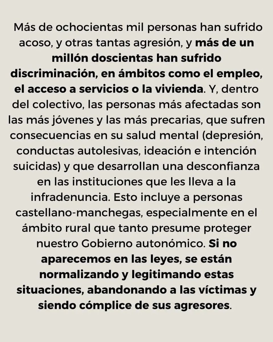 EACEC's tweet photo. Comunicado de asociaciones LGTBIQ+ de Castilla-La Mancha por el 31 de mayo, Día de Castilla-La Mancha, y haciendo mención a la reciente tramitación del nuevo Estatuto de la Comunidad Autónoma.

#DIADECLM #SinTodesNoHayEstatuto https://t.co/S5q7sM4Dcn