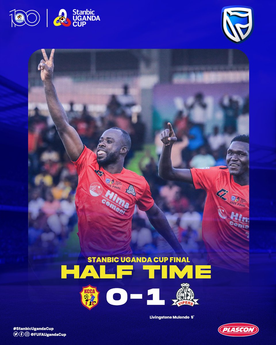 Vipers SC have the lead at the break.

KCCA FC 0-1 Vipers SC 

#StanbicUgandaCup | #51stEdition