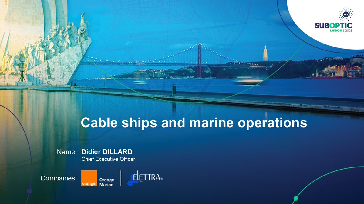 Orange Marine (@orangemarine_) on Twitter photo 🎤 Join us at #SubOptic2025!
<a href="/OrangeMarine_/">Orange Marine</a> President <a href="/didier_dillard/">Didier Dillard</a> will speak on June 4 at 11:45 AM on "Cable Ships and Marine Operations"—a deep dive into the world of cable ships & subsea infrastructure 🚢🌐
📍See you in Lisbon!
#CableShips #SubseaCable 🎤 Join us at #SubOptic2025!
<a href="/OrangeMarine_/">Orange Marine</a> President <a href="/didier_dillard/">Didier Dillard</a> will speak on June 4 at 11:45 AM on "Cable Ships and Marine Operations"—a deep dive into the world of cable ships & subsea infrastructure 🚢🌐
📍See you in Lisbon!
#CableShips #SubseaCable