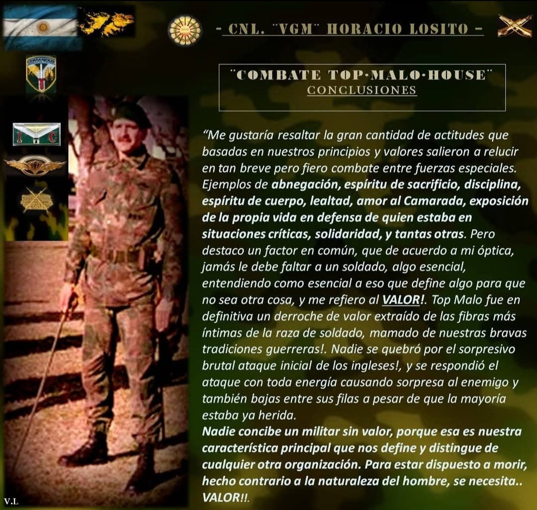 -COMBATE TOP MALO HOUSE- Sangró por su Patria,la turba malvinense es testigo de su VALOR!Su vida está al servicio de la defensa de nuestra bandera y nuestro bendito suelo.Reconocido por el enemigo inglés y condecorado con las más altas distinciones.petri lo reconoce con la baja.