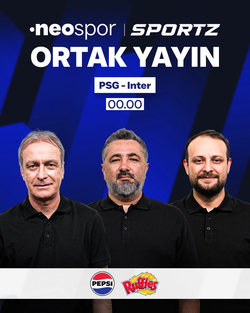 NEO Spor (@neosportr) on Twitter photo 🏆 Şampiyonlar Ligi'nde final gecesi
⚽ PSG - Inter Maç Sonu Değerlendirmeleri
📺 Pepsi ve Ruffles'ın katkılarıyla NEO Spor ve SPORTZ Ortak Yayını | 00.00
🎙<a href="/ZOnderOzen/">Z.Önder Özen</a>, Serdar Ali Çelikler, <a href="/onurtugrul/">Onur Tuğrul</a>
#işbirliği 🏆 Şampiyonlar Ligi'nde final gecesi
⚽ PSG - Inter Maç Sonu Değerlendirmeleri
📺 Pepsi ve Ruffles'ın katkılarıyla NEO Spor ve SPORTZ Ortak Yayını | 00.00
🎙<a href="/ZOnderOzen/">Z.Önder Özen</a>, Serdar Ali Çelikler, <a href="/onurtugrul/">Onur Tuğrul</a>
#işbirliği