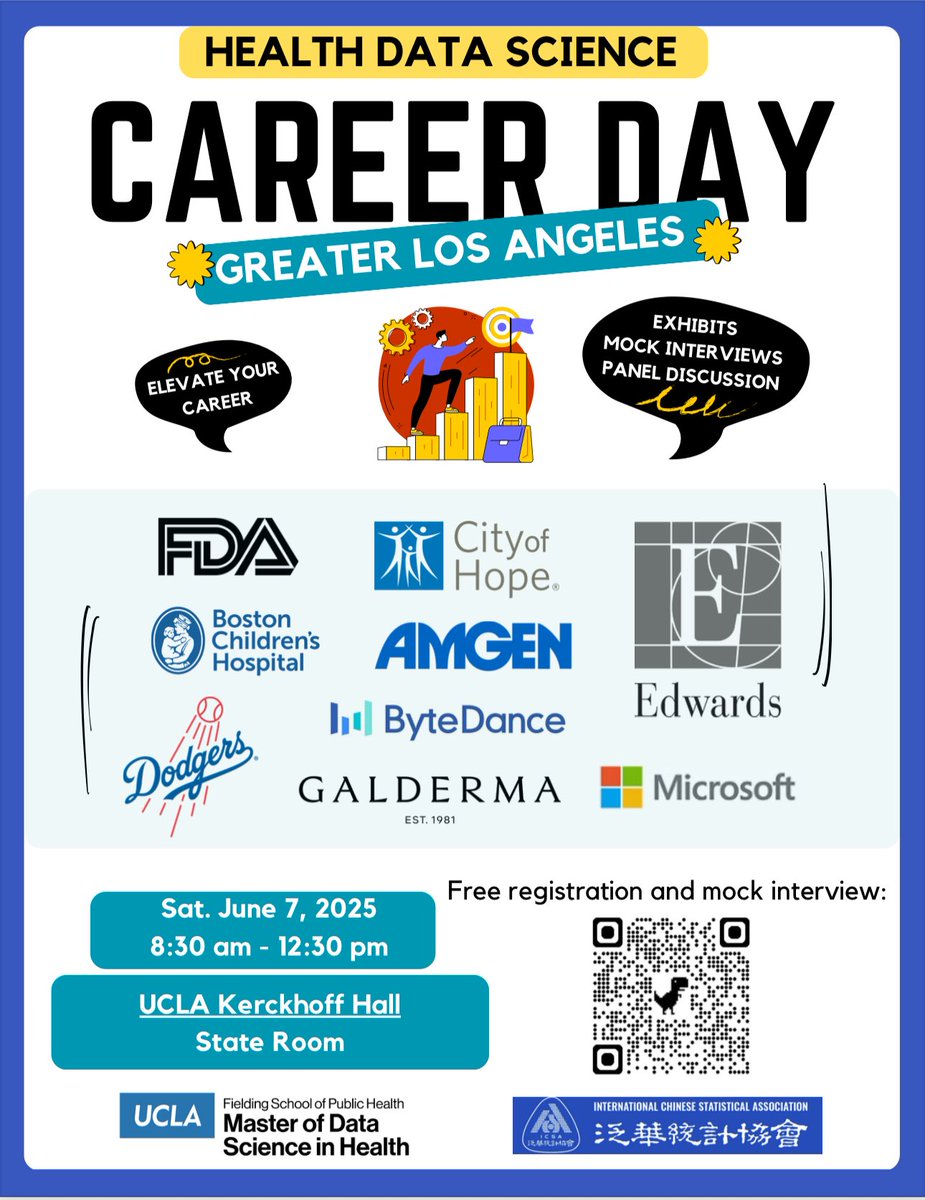 ICSA_Statistics's tweet image. 📅 Date: Saturday, June 7, 2025
🕣 Time: 8:30 AM – 12:30 PM
📍 Location: UCLA Kerckhoff Hall, State Rooms
Cost: Free!
Registration & Mock Interview Sign-Up:
uclahs.az1.qualtrics.com/jfe/form/SV_4T…
Directions to UCLA Kerckhoff Hall:
maps.app.goo.gl/QUWv6KmkV8N5xz…
questions to our team at…