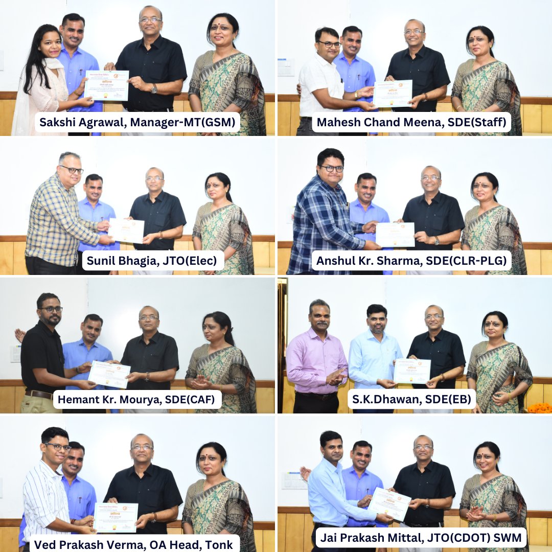 BSNL_JAIPUR (@bsnl_jaipur) on Twitter photo Today on 31.05.2025 #BSNL #Jaipur BA has felicitated its diligent officers for their praiseworthy and meritorious performance during the FY 2024-25. Shri Rajesh Kumar Agerwal, PGM has awarded certificate of appreciation to 24 officers from across the BA.
<a href="/BSNL_RJ/">BSNL_RAJASTHAN</a> <a href="/rajeshagerwal/">Rajesh K Agarwal</a> Today on 31.05.2025 #BSNL #Jaipur BA has felicitated its diligent officers for their praiseworthy and meritorious performance during the FY 2024-25. Shri Rajesh Kumar Agerwal, PGM has awarded certificate of appreciation to 24 officers from across the BA.
<a href="/BSNL_RJ/">BSNL_RAJASTHAN</a> <a href="/rajeshagerwal/">Rajesh K Agarwal</a>
