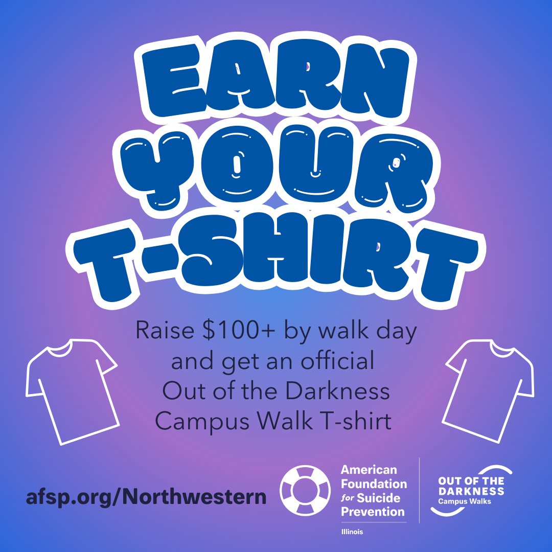 📣Good luck to the NORTHWESTERN UNIVERSITY CAMPUS WALK taking place tomorrow -- Sunday, June 1st!

📣You still have time to register! Register onsite or at afsp.org/Northwestern

#HopeWalksHere
#StopSuicide
#AFSPIL