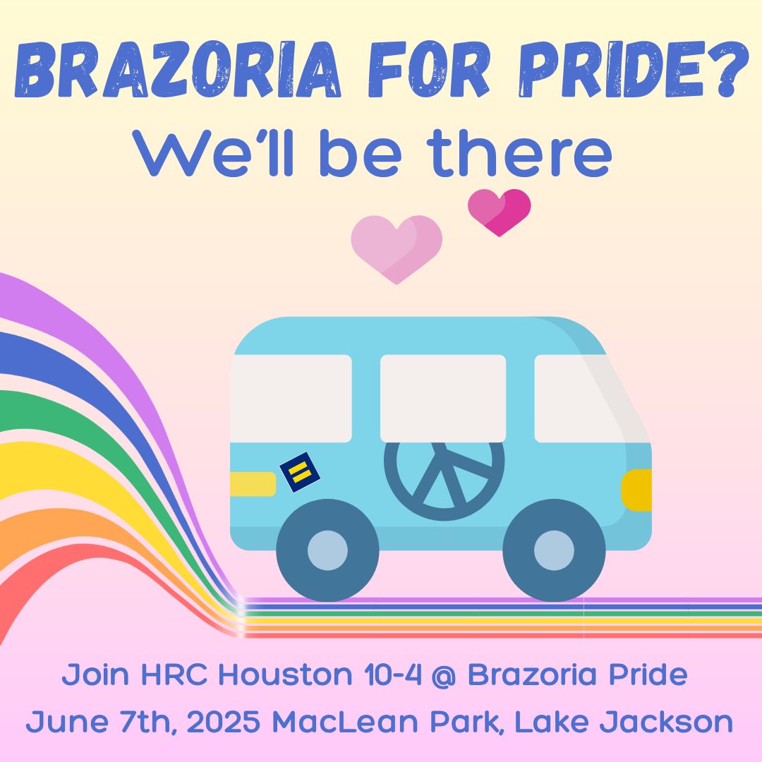 Yes. HRC Houston is headed to Brazoria County Pride!  
Come by and say Hi.  In the area and want to volunteer? houston.hrc.org/events/brazori…

#HRCHouston #hrcpride #BrazoriaCountyPride #brazoriacountytx #equality