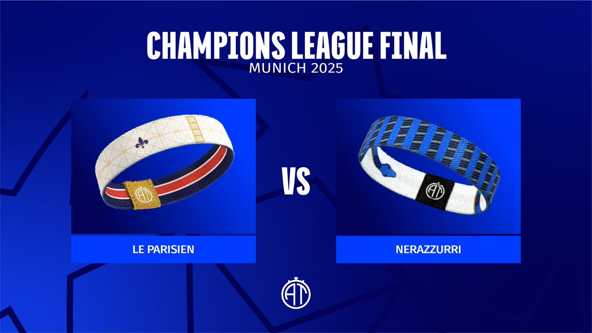 addedtimeoutfit's tweet image. Whether you supporter Paris or Inter, show your allegiance on your wrist with Added Time 🏆 

Order your reversible wristband now at addedtime.com. 

#uclfinal #psg #forzainter