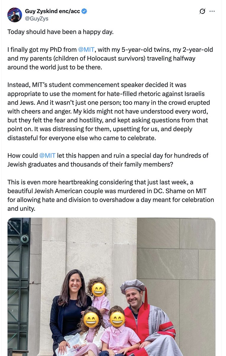 one of the more absurd aspects of this moment is the zionist demand for comfort. They want to support 600+ days of industrial-scale slaughter, they want their classmates expelled, arrested, and deported, but they don't want to feel bad about it. I'm glad your day sucked, Guy!