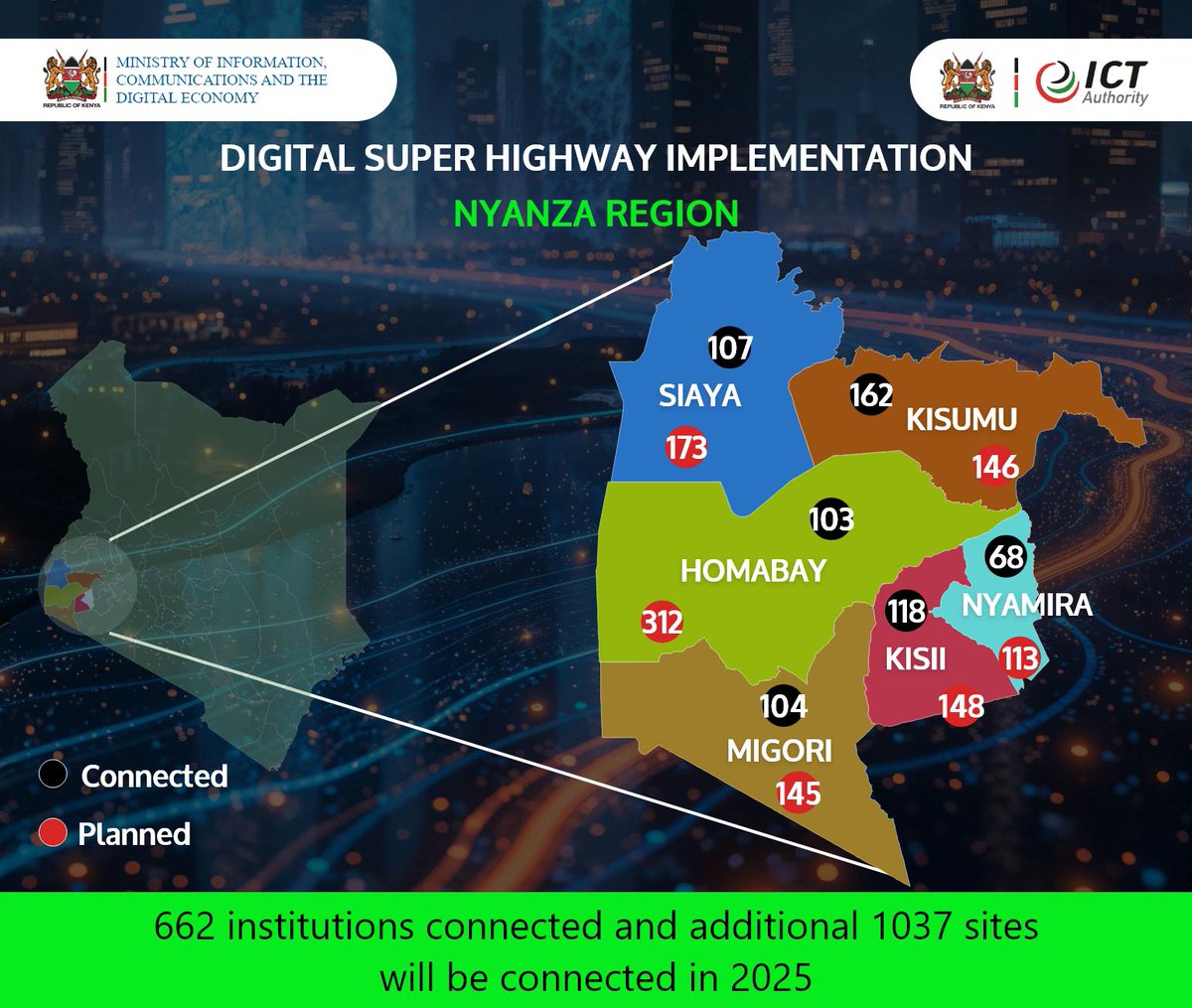 Eng. John Kipchumba Tanui,CBS (@tanuijohn) on Twitter photo The Nyanza Region National Fibre Optic Cable Connectivity Network, as part of the Digital Super Highway Implementation by the Ministry of Information, Communications & The Digital Economy KE <a href="/MoICTKenya/">Ministry of Info, Comms & The Digital Economy KE</a> (<a href="/ictdigitalke/">State Department For ICT & Digital Economy</a> ) ,through the <a href="/ICTAuthorityKE/">ICT Authority</a> of Kenya, aims to enhance The Nyanza Region National Fibre Optic Cable Connectivity Network, as part of the Digital Super Highway Implementation by the Ministry of Information, Communications & The Digital Economy KE <a href="/MoICTKenya/">Ministry of Info, Comms & The Digital Economy KE</a> (<a href="/ictdigitalke/">State Department For ICT & Digital Economy</a> ) ,through the <a href="/ICTAuthorityKE/">ICT Authority</a> of Kenya, aims to enhance
