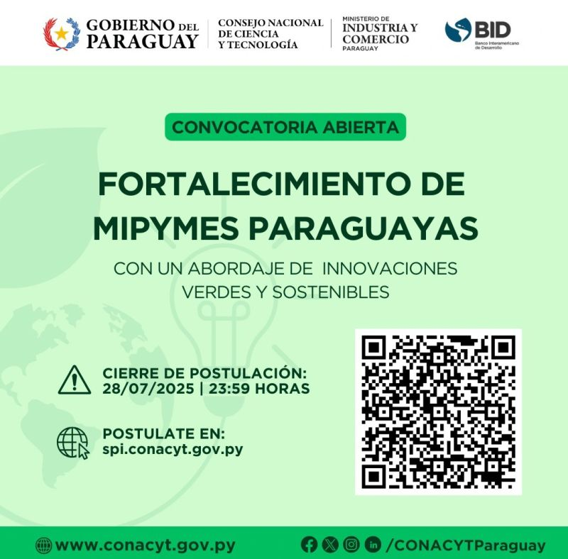 🌿💡 ¡Oportunidad para MIPYMES! El #CONACYT, en alianza con el #MIC y el #BID, lanza la convocatoria “Fortalecimiento de MIPYMES con un abordaje de innovaciones verdes y sostenibles”. ¡Postula tu proyecto y lidera el cambio! 🌎♻️