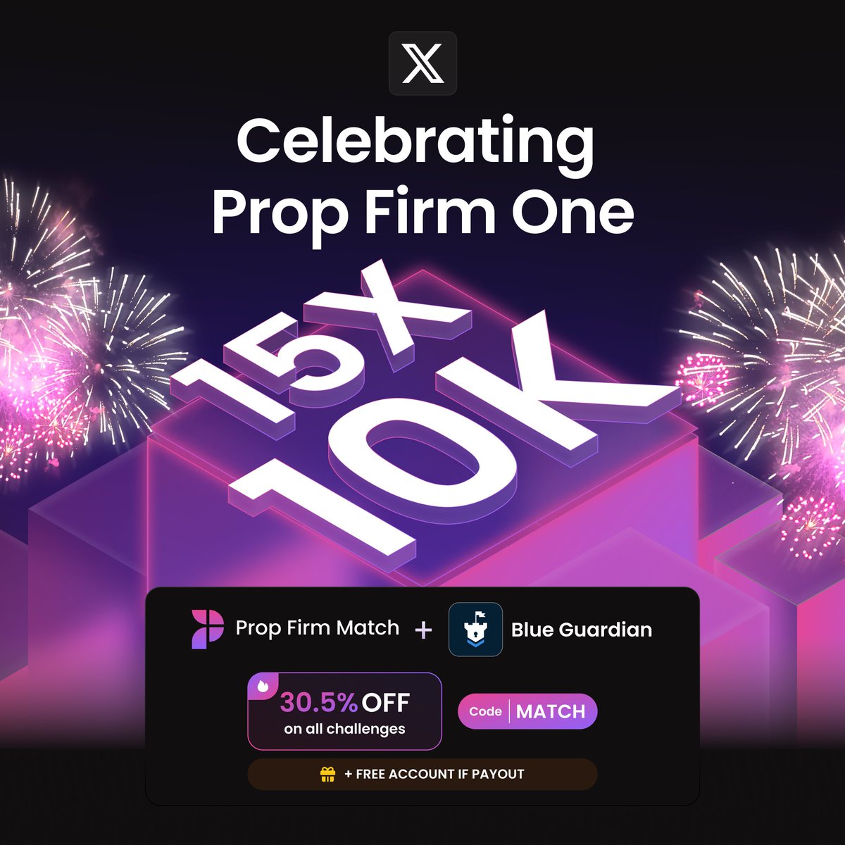 Prop Firm Match (@propfirmmatch) on Twitter photo 15x10K giveaway to celebrate Prop Firm One's official trailer 🎉
To participate:
🤝 Follow @propfirmmatch <a href="/PropFirmOne/">Prop Firm One</a> and <a href="/BlueGuardiancom/">Blue Guardian</a>
❤️️Like this post
👥 Tag 2 friends in the comments
📡 Repost the Prop Firm One trailer (pinned in profile)
Winners will be announced 15x10K giveaway to celebrate Prop Firm One's official trailer 🎉
To participate:
🤝 Follow @propfirmmatch <a href="/PropFirmOne/">Prop Firm One</a> and <a href="/BlueGuardiancom/">Blue Guardian</a>
❤️️Like this post
👥 Tag 2 friends in the comments
📡 Repost the Prop Firm One trailer (pinned in profile)
Winners will be announced