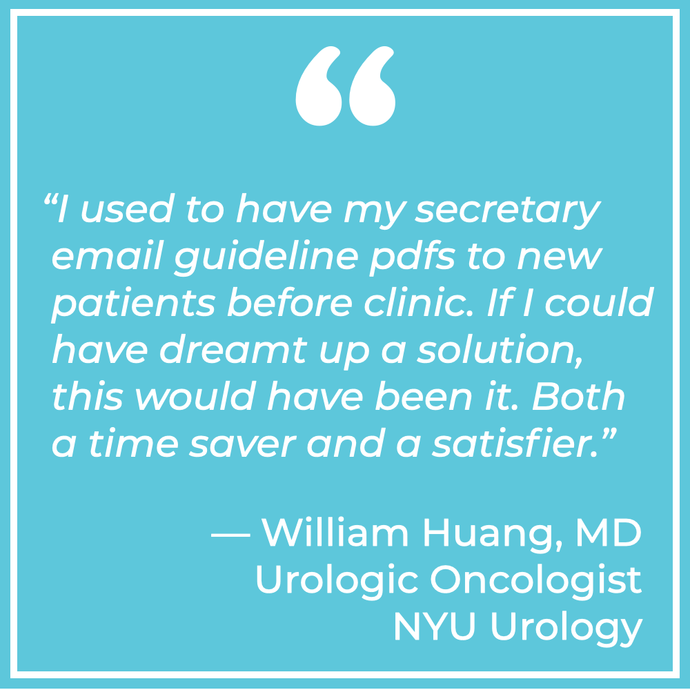 WellPrept is a delivery tool that gets your patients exactly the materials you want them to have, before they come in. 

Once you do it, you wonder how you lived without it.