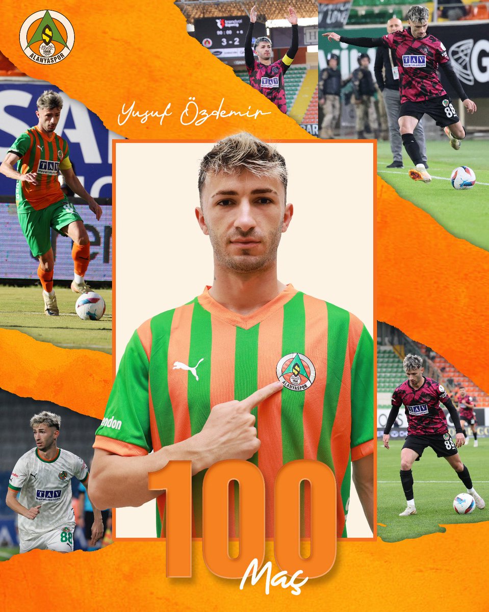 💯 Turuncu yeşil formamızla 100. resmi maçına çıkan futbolcumuz Yusuf Özdemir’i tebrik ederiz. 👏