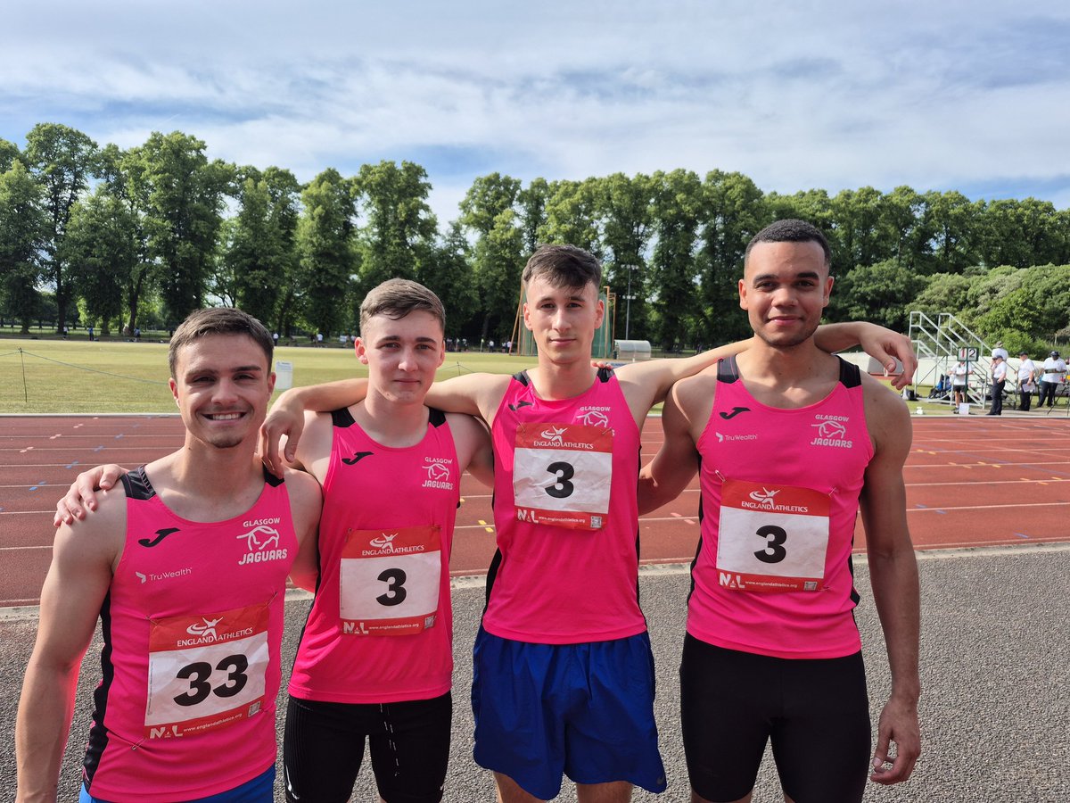 Glasgow Jaguars (@glasgow_jaguars) on Twitter photo <a href="/glasgow_jaguars/">Glasgow Jaguars</a> fast 4 x 100 relay 41.16 Struan, Owen, Dean, Simon
<a href="/JomaSportUK/">Joma Sport UK</a> <a href="/Nat_Ath_League/">National Athletics League</a> <a href="/scotathletics/">scottishathletics</a> <a href="/PeopleMakeGLA/">People Make Glasgow</a> <a href="/glasgow_jaguars/">Glasgow Jaguars</a> fast 4 x 100 relay 41.16 Struan, Owen, Dean, Simon
<a href="/JomaSportUK/">Joma Sport UK</a> <a href="/Nat_Ath_League/">National Athletics League</a> <a href="/scotathletics/">scottishathletics</a> <a href="/PeopleMakeGLA/">People Make Glasgow</a>