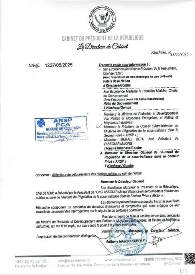 Mr le DirCab Anthony Nkinzo Kapole,

Salut ! 

Je vous sais extrêmement brillant pour avoir discuté plusieurs fois avec vous à L'Écofin&amp;CB de l'Assemblée nationale sur le dossier Anapi-Fpi pour lequel vous plaidiez avec intelligence et bagout.

 Mais, je veux comprendre pour