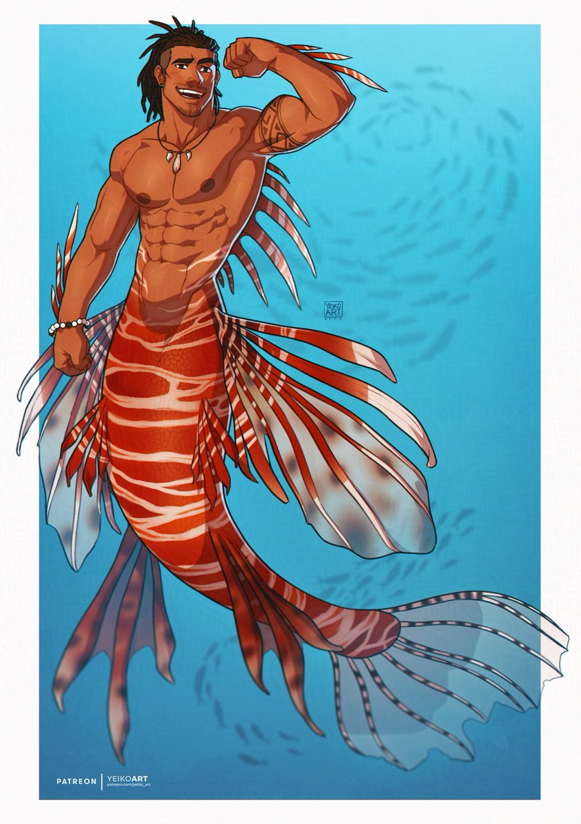 yeiko_art's tweet image. I made it! I was able to at least work on one #Mermay illustration this year! Lion-fish Daniel looks quite handsome flexing those muscles, doesn't he? 👀
#OC #Challenge
Please consider supporting my work on P4tr30n and get early access to illustrations and NSFW art! Thanks! 💖