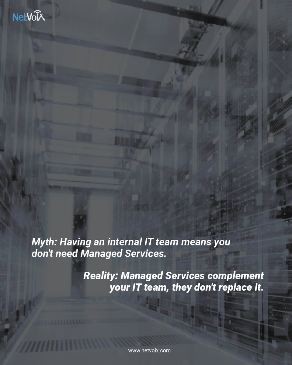 netvoix's tweet image. Got an IT team? Great.
But they don’t have to carry it all alone.

Managed Services = support, not replacement.
📩 Let’s back them up.

#ITSupport #ManagedServices #NetVoiX #NetVoiXYourITSolutionsProvider #NetVoiXServices