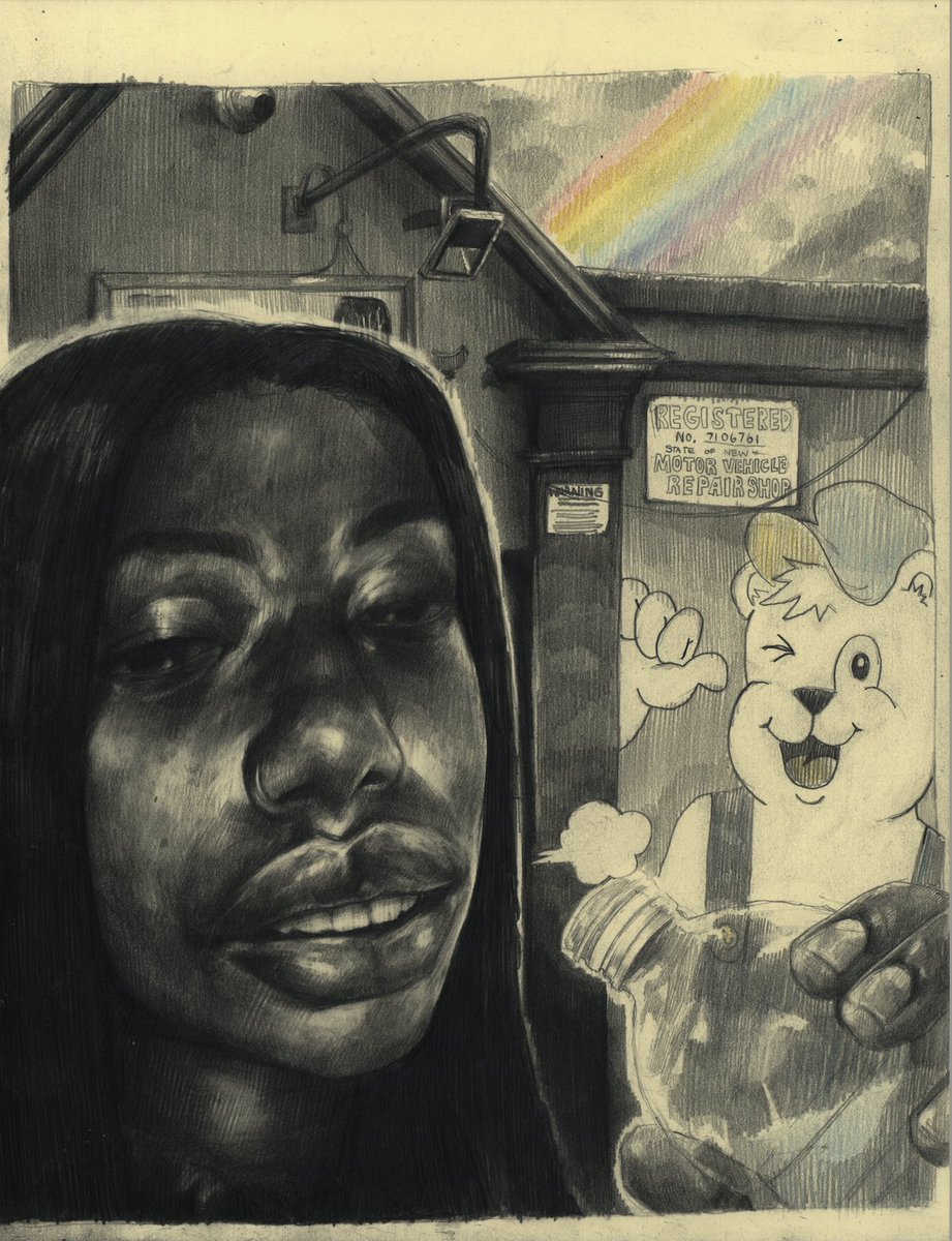 snakebone_'s tweet image. Auto Shop
Graphite and Colored Pencil on Toned Paper
8.5" x 11"