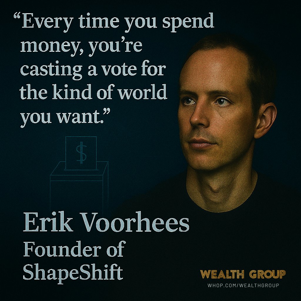 WealthGroup's tweet image. Every time you spend money,
you’re casting a vote for the kind of world you want to live in.
Choose wisely. 💸🗳️