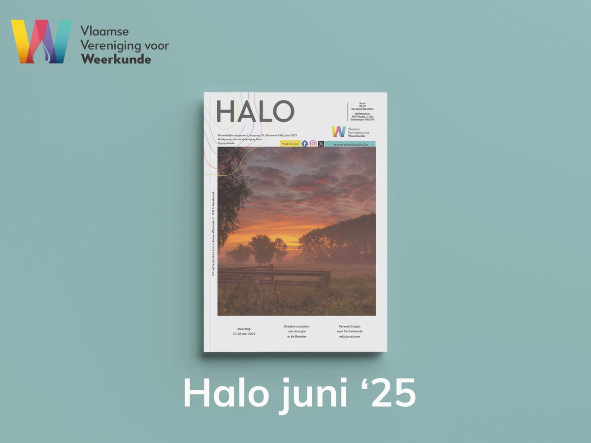 Er is een  nieuwe uitgave van ons maandelijks 𝘁𝗶𝗷𝗱𝘀𝗰𝗵𝗿𝗶𝗳𝘁 𝗛𝗮𝗹𝗼 
Deze maand:

• Bredere oorzaken van droogte in de Benelux
• Droogte blijft doorwerken, ook als het weer nat is
• Beroemde wetenschappers
• ...

➡️ weerkunde.be