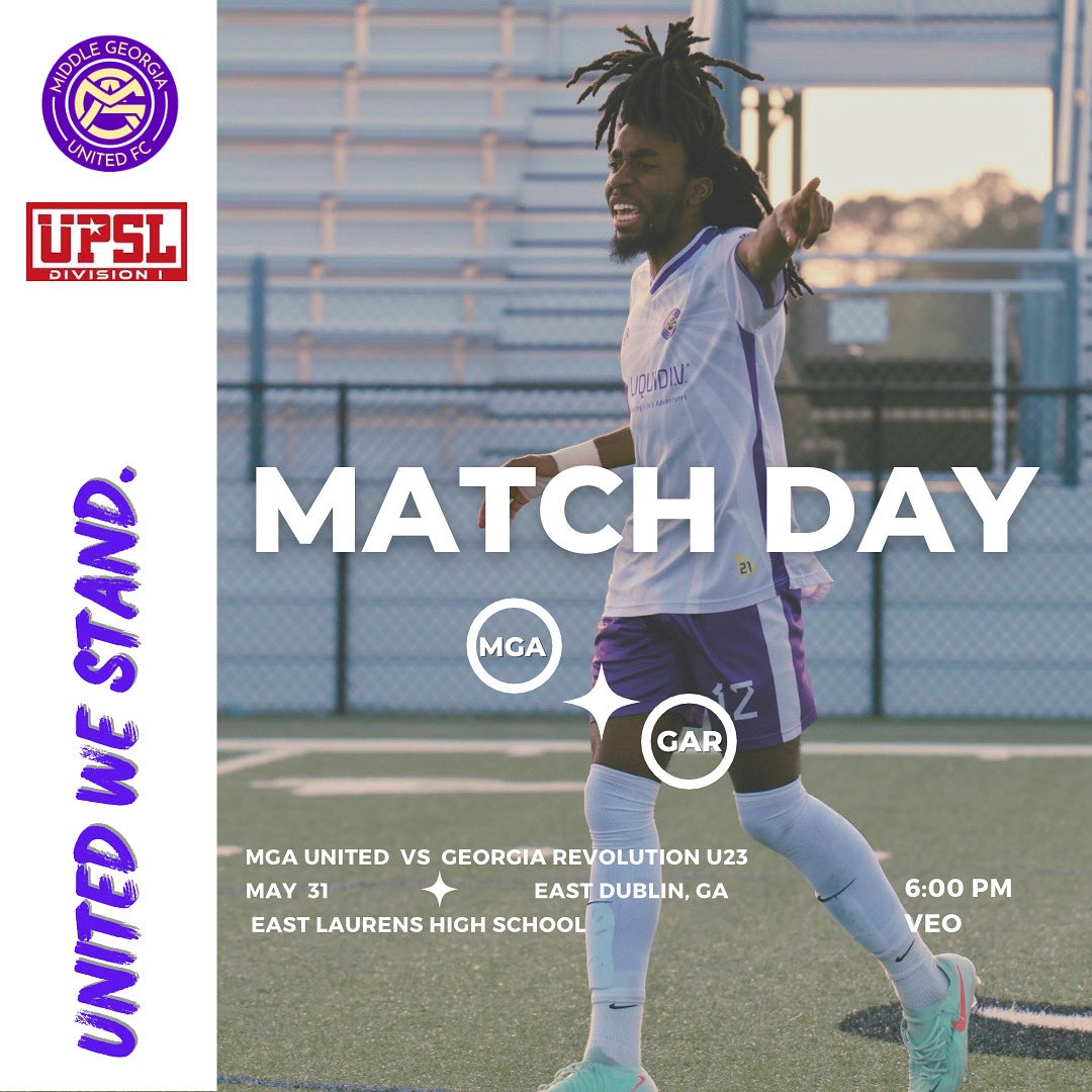 Match Day 9 back at home for Middle Georgia United as the men of the 478 host traveling team Georgia Revolution u23. A battle for the top of the table continues as MGA UTD builds their campaign off a strong streak!

#unitedwestand