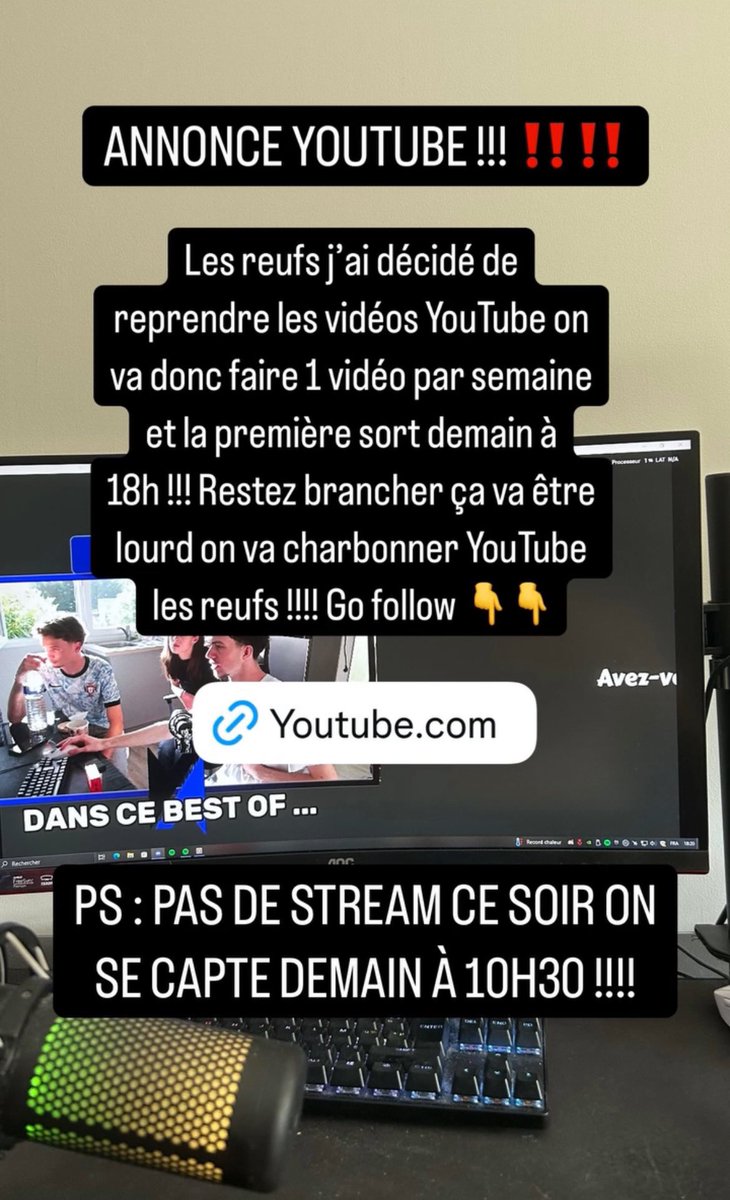REPRISE DE YOUTUBE DES DEMAIN !!!
