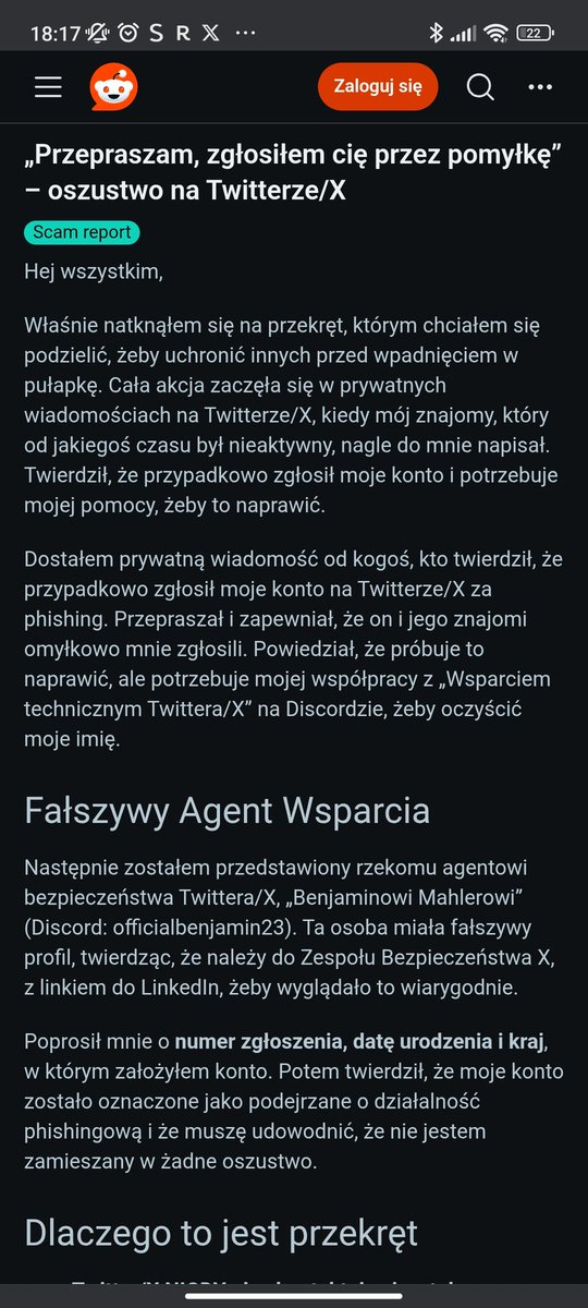 pallinex's tweet photo. tutaj wpis osoby z reddita z taką samą sytuacją https://t.co/tf3sKkj7xn