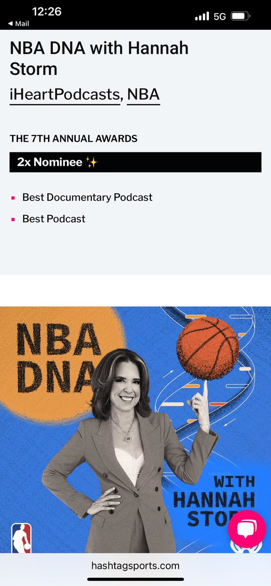 Hannah Storm (@hannahstormespn) on Twitter photo Wow already a Gracie and 2 Signal Awards and now 2 more nominations for NBA DNA with Hannah Storm! <a href="/HashtagSports/">Hashtag Sports</a> ! Wow already a Gracie and 2 Signal Awards and now 2 more nominations for NBA DNA with Hannah Storm! <a href="/HashtagSports/">Hashtag Sports</a> !