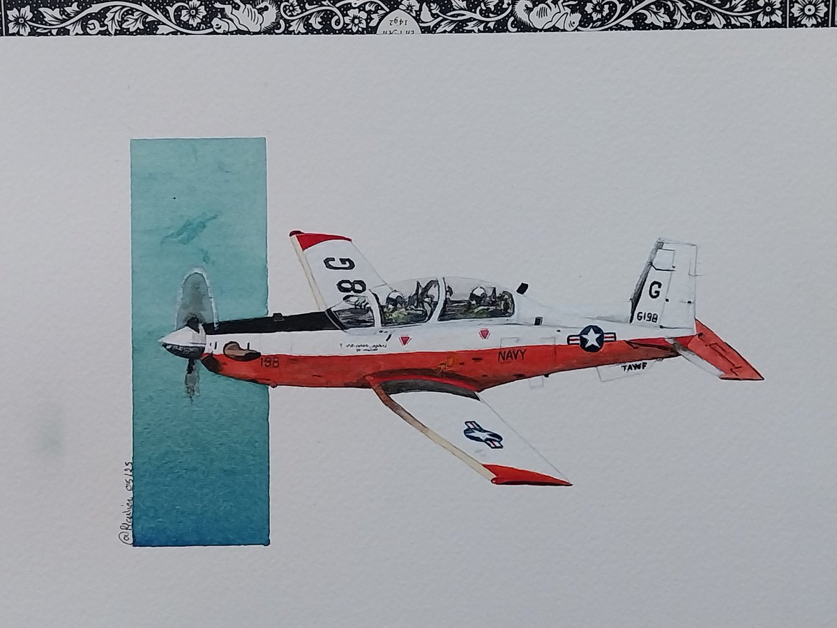 PMarlier's tweet photo. #AquarelleByMoiMême
#aquarelle #watercolor
#watercolorpainting
#Navy #T6 #texanII #trainer
#USNavy https://t.co/eO0F4vpLDR