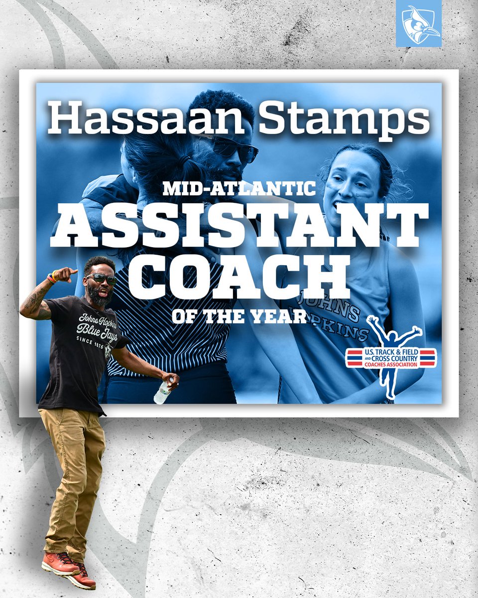 🚨𝐀𝐒𝐒𝐈𝐒𝐓𝐀𝐍𝐓 𝐂𝐎𝐀𝐂𝐇 𝐎𝐅 𝐓𝐇𝐄 𝐘𝐄𝐀𝐑🚨

Hassaan Stamps was named the .<a href="/USTFCCCA/">USTFCCCA</a> Mid-Atlantic Women's 𝘼𝙎𝙎𝙄𝙎𝙏𝘼𝙉𝙏 𝘾𝙊𝘼𝘾𝙃 𝙊𝙁 𝙏𝙃𝙀 𝙔𝙀𝘼𝙍 ‼️

His athletes own the No. 1⃣ Mid-Atlantic Region ranking in 4⃣ events – 100, 200, 400 and 4×400 🔥

#GoHop