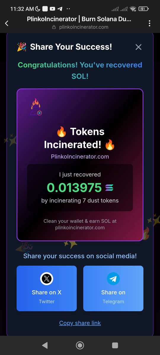 YHWH_444's tweet photo. 🔥 I just recovered 0.0013975 SOL by incinerating 2 dust tokens with 
@plinkcinerator
!

Check out my result: https://t.co/pshoikihQK