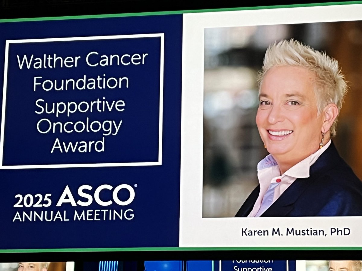 Congratulations to Karen Mustian on her ⁦<a href="/ASCO/">ASCO</a>⁩ award demonstrating her leadership in supportive care. ⁦<a href="/WilmotCancer/">Wilmot Cancer Institute</a>⁩