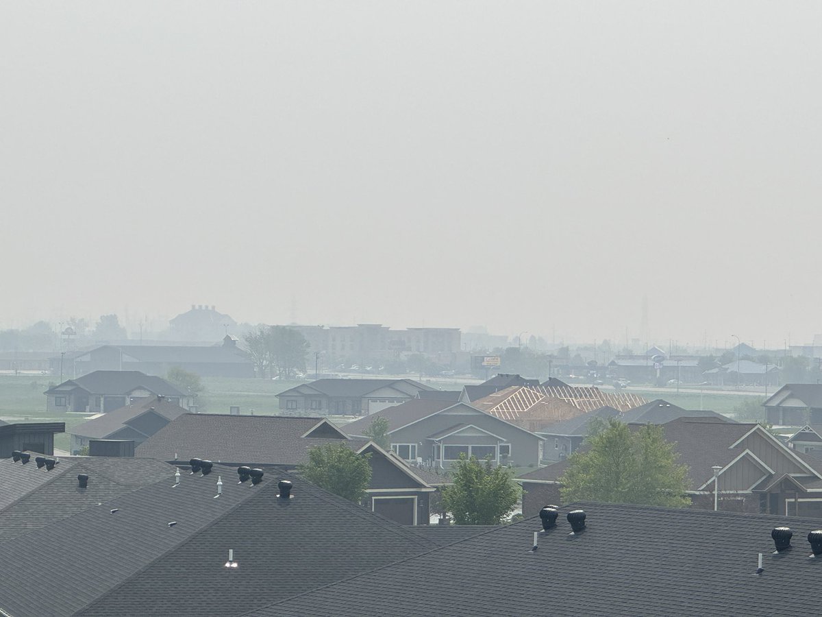 Wildfire smoke from Canada has reached the surface here in Watertown, South Dakota. Awful air quality and smell. #sdwx