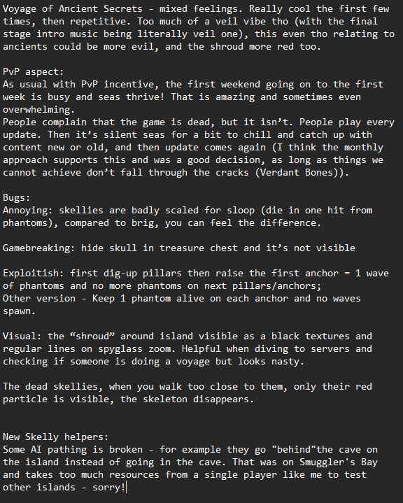 Kokokatten's tweet photo. @S0nicbob Hi there!
Now, that I completed all the Bilge Rats commendation Reapers Rising, here is my very long feedback on everything that I noticed after the season launched.
#LoveSoT #BeMorePirate #SoT #SeaOfThieves https://t.co/hVr6i5dywa