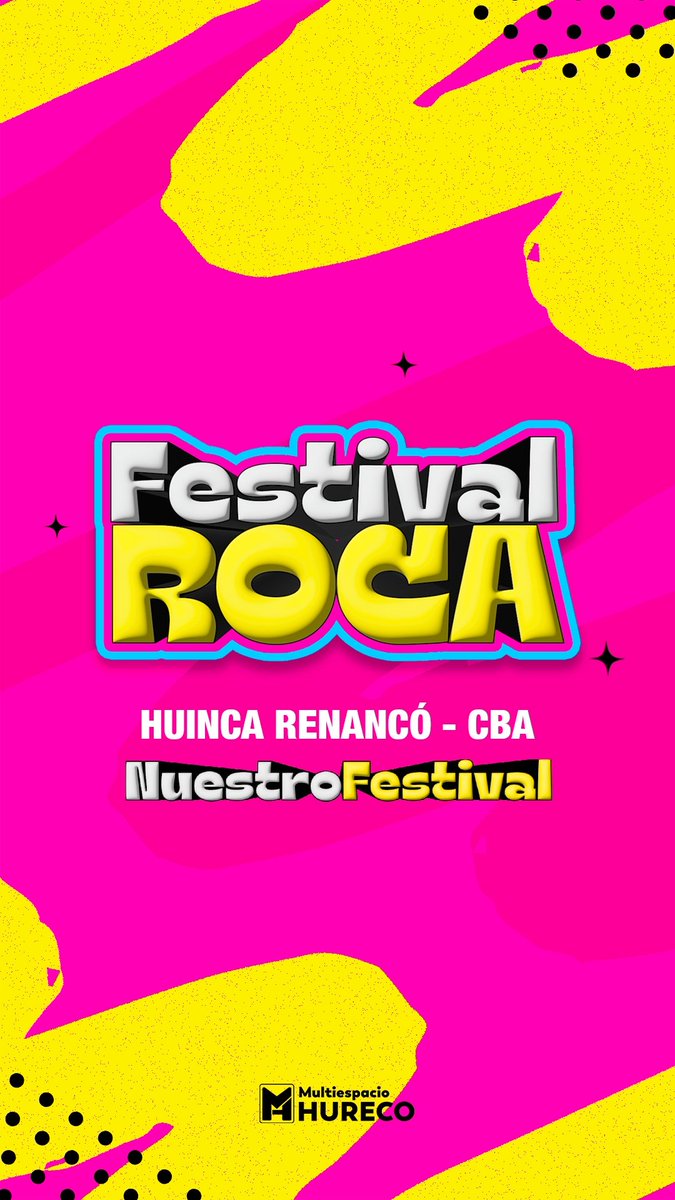 Se viene algo grande para Huinca y toda la zona! 
2 días 
8 bandas 
FESTIVAL ROCA ❤️
UN FESTIVAL DE TODOS 🤯