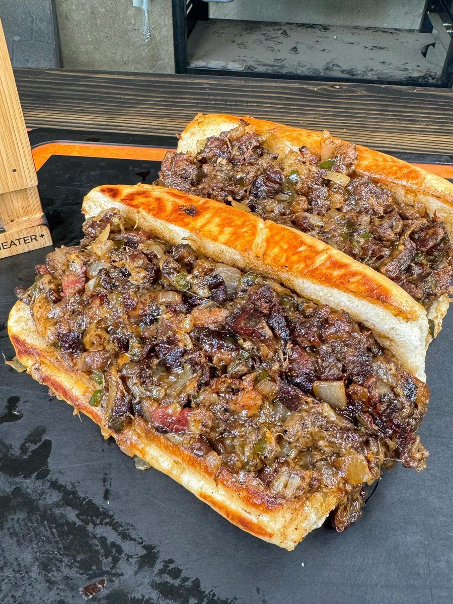 Smoked brisket cheesesteaks