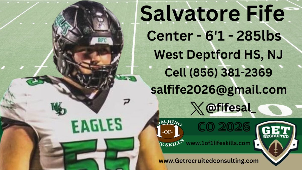 Get Recruited (@get__recruited) on Twitter photo Salvatore Fife - CO 2026 - Center - 6'1, 285lbs - 3.8 GPA - Strong, physical, great feet. West Deptford HS, NJ. Player Info: x.com/fifesal_ @1of1lifeskills <a href="/fifesal_/">Salvatore Fife</a> <a href="/ButlerUFootball/">Butler Football</a> <a href="/DavidsonFB/">Davidson Football</a> <a href="/DaytonFootball/">Dayton Football</a> <a href="/DrakeBulldogsFB/">Drake Football</a> <a href="/Marist_Fball/">Marist Football</a> <a href="/MSUEaglesFB/">Morehead State Football</a> <a href="/valpoufootball/">Valpo Football</a> Salvatore Fife - CO 2026 - Center - 6'1, 285lbs - 3.8 GPA - Strong, physical, great feet. West Deptford HS, NJ. Player Info: x.com/fifesal_ @1of1lifeskills <a href="/fifesal_/">Salvatore Fife</a> <a href="/ButlerUFootball/">Butler Football</a> <a href="/DavidsonFB/">Davidson Football</a> <a href="/DaytonFootball/">Dayton Football</a> <a href="/DrakeBulldogsFB/">Drake Football</a> <a href="/Marist_Fball/">Marist Football</a> <a href="/MSUEaglesFB/">Morehead State Football</a> <a href="/valpoufootball/">Valpo Football</a>