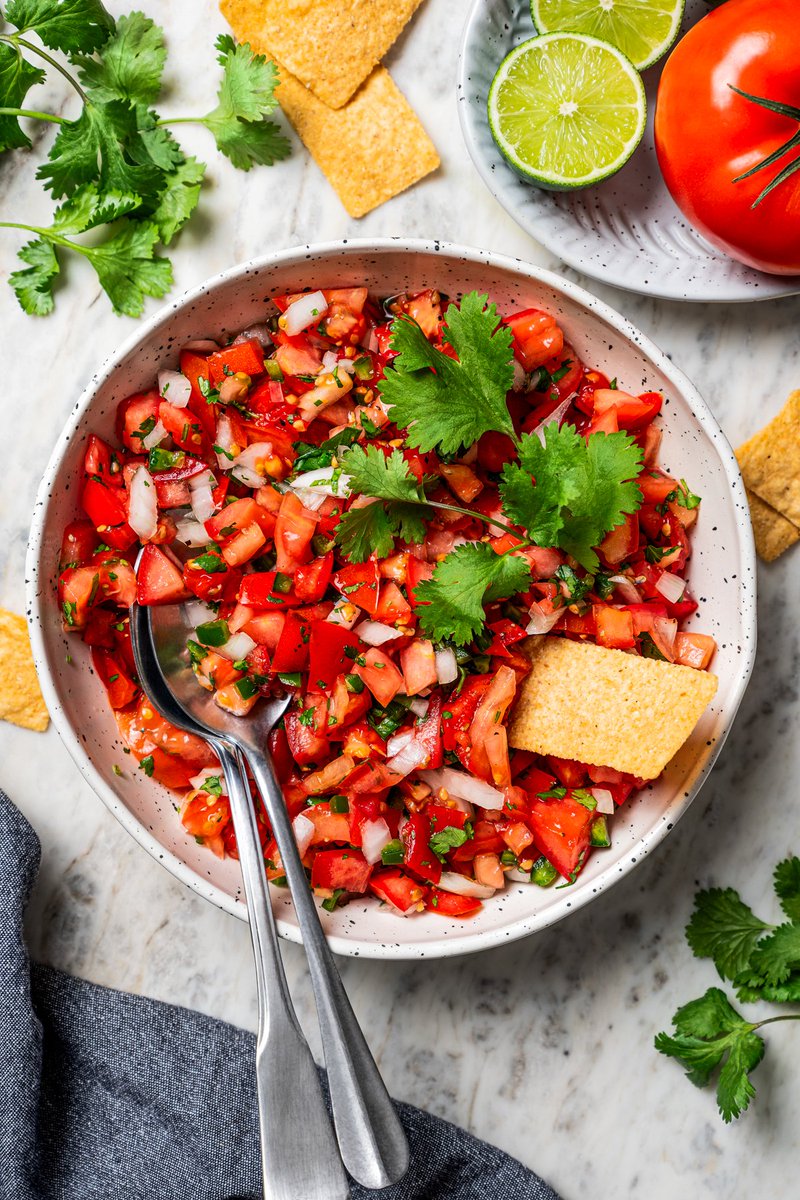 Pico de gallo is a fresh tomato salsa with only 5 ingredients: tomatoes, onion, jalapeño, cilantro, and lime. It’s quick and easy to make! #recipe  diethood.com/pico-de-gallo/