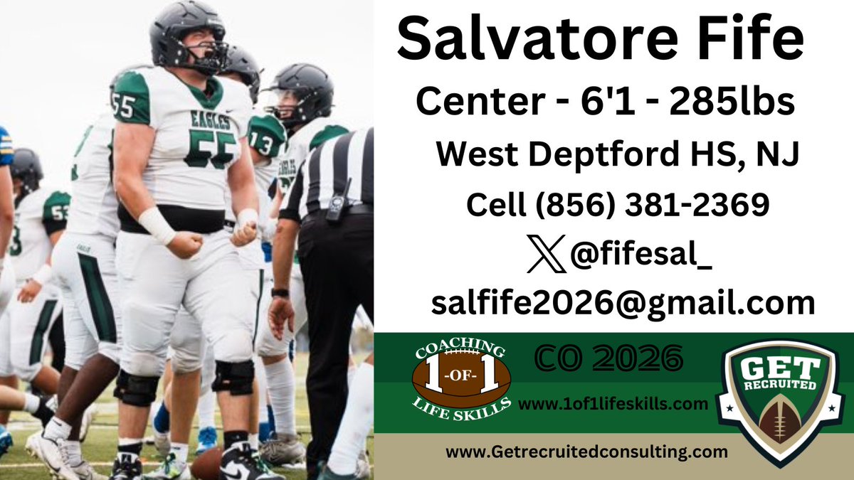 Get Recruited (@get__recruited) on Twitter photo Salvatore Fife - CO 2026 - Center - 6'1, 285lbs - 3.8 GPA - Strong, physical, great feet. West Deptford HS, NJ. Player Info: x.com/fifesal_ @1of1lifeskills <a href="/fifesal_/">Salvatore Fife</a> <a href="/UNewHavenFB/">New Haven Football</a> <a href="/SCSUFB/">SCSU Football</a> <a href="/Ravens_FB/">Franklin Pierce Football</a> <a href="/Bates_Football/">Bates Football</a> <a href="/Colby_Football/">Colby Football</a> <a href="/MiddFootball/">Middlebury Football</a> <a href="/TrinCollFB/">Trinity College Football</a> <a href="/DigInMules/">Muhlenberg Football</a> Salvatore Fife - CO 2026 - Center - 6'1, 285lbs - 3.8 GPA - Strong, physical, great feet. West Deptford HS, NJ. Player Info: x.com/fifesal_ @1of1lifeskills <a href="/fifesal_/">Salvatore Fife</a> <a href="/UNewHavenFB/">New Haven Football</a> <a href="/SCSUFB/">SCSU Football</a> <a href="/Ravens_FB/">Franklin Pierce Football</a> <a href="/Bates_Football/">Bates Football</a> <a href="/Colby_Football/">Colby Football</a> <a href="/MiddFootball/">Middlebury Football</a> <a href="/TrinCollFB/">Trinity College Football</a> <a href="/DigInMules/">Muhlenberg Football</a>