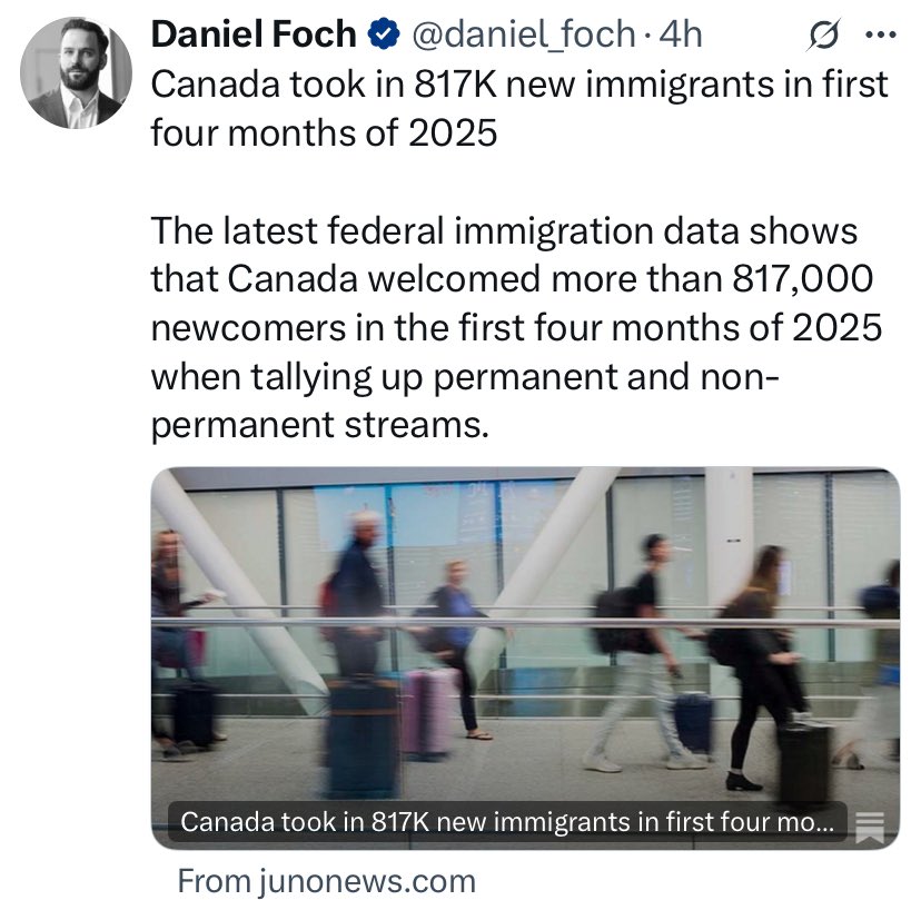 Ïsis Wise🇨🇦🇺🇸 (@libs4canada) on Twitter photo JUNO news disinfo machine strikes again! Check the ratio on <a href="/daniel_foch/">Daniel Foch</a>
There were not 817K NEW immigrants in Q1!😂
Facts:
132,100 granted permanent residency
194,000 study permits
491,400 work permits* — including extensions
*IRCC 2025 cap for NEW work permits holders: 82K JUNO news disinfo machine strikes again! Check the ratio on <a href="/daniel_foch/">Daniel Foch</a>
There were not 817K NEW immigrants in Q1!😂
Facts:
132,100 granted permanent residency
194,000 study permits
491,400 work permits* — including extensions
*IRCC 2025 cap for NEW work permits holders: 82K