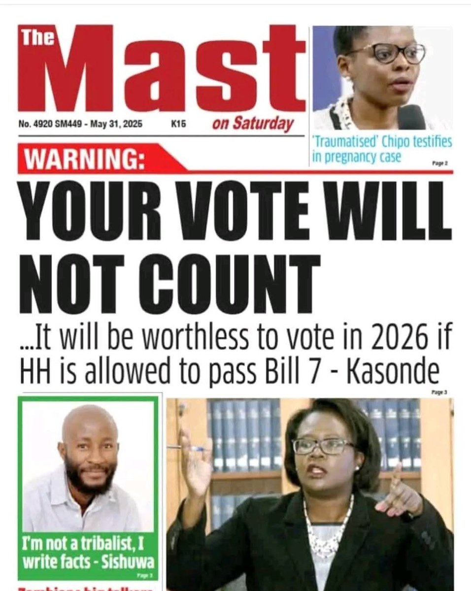 I previously said the proposed Constitutional amendments were progressive.

Having read the draft Bill in detail, I have changed my mind. It can't be said to be good for Zambia.

Linda Kasonde is quoted in today's Mast, as saying it will all but roll back several democratic gains