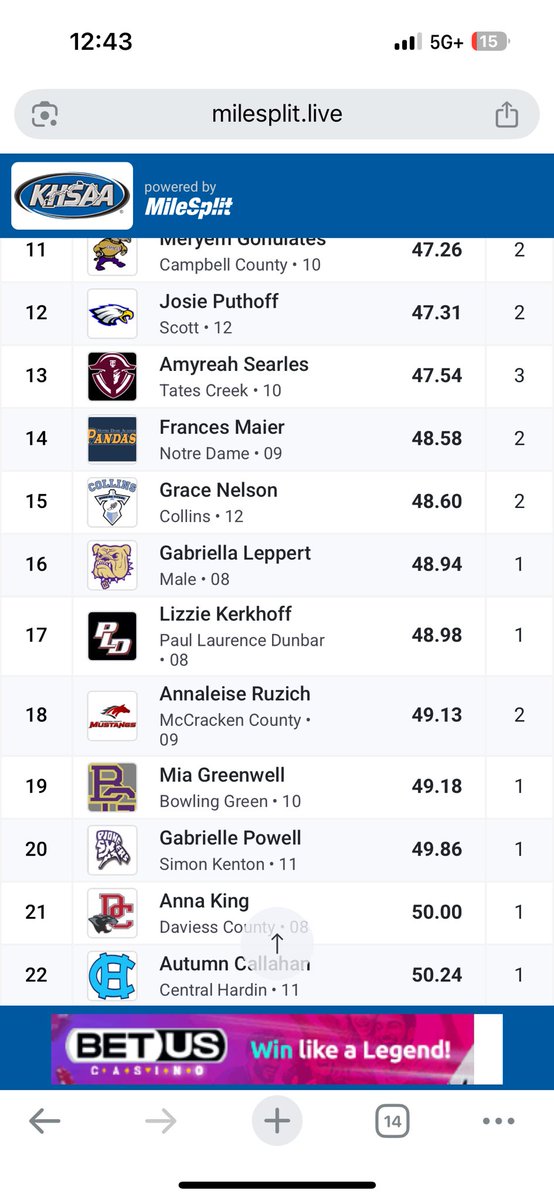 Sophomore (a theme!) Mia Greenwell finishes 19th in the 300m Hurdles at the State Track Meet! 49.18 PR for Mia.