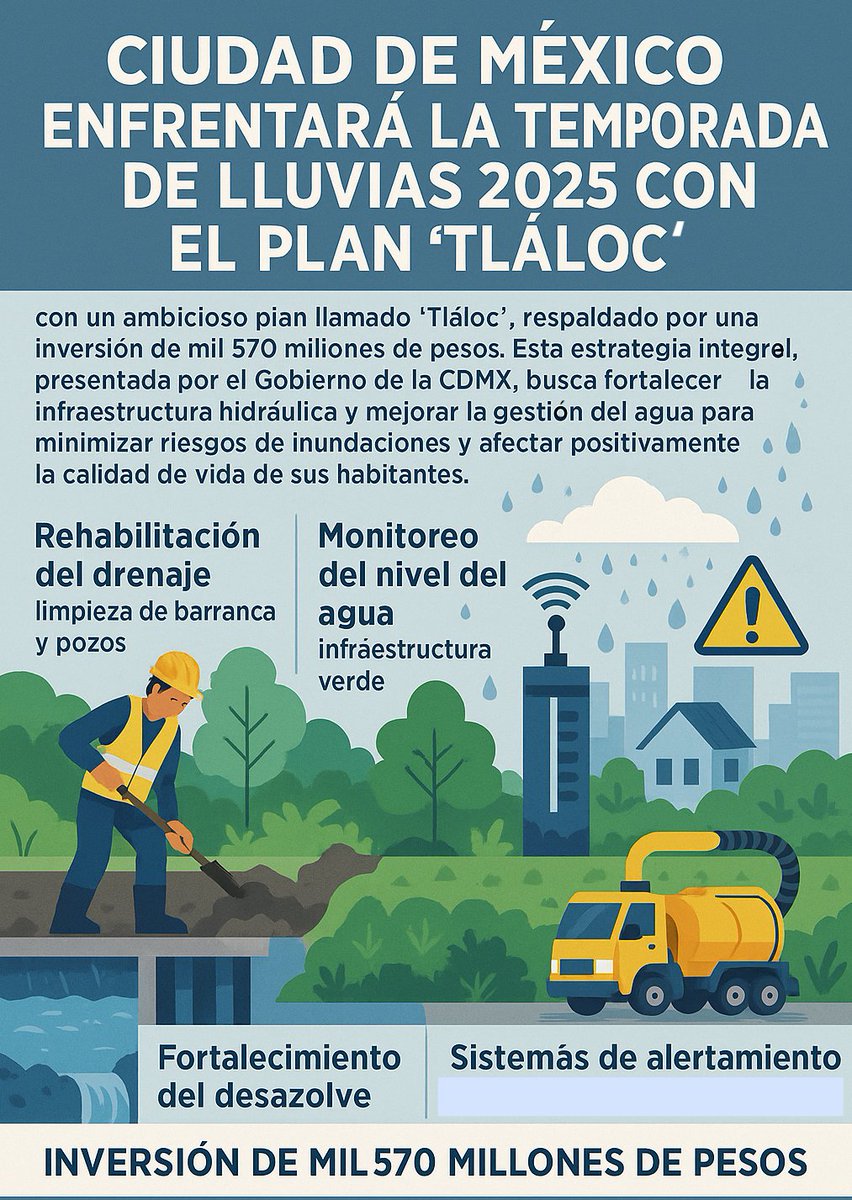 🌧️💧 Plan Tláloc CDMX: Con una inversión de 1,570 MDP, se buscan soluciones integrales para mitigar inundaciones y cuidar el agua. Se requieren  políticas de uso racional y educación comunitaria. 🌍💪

 liquavita.mx/blog   #PlanTlaloc #Sustentabilidad #CDMX #Agua