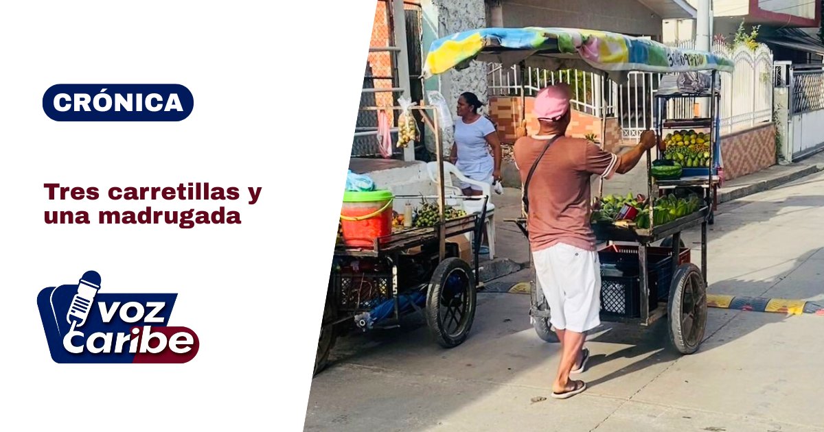 vozcaribectg's tweet photo. Mientras dormías, Mario, Junior y Alberto ya cruzaban la ciudad para llevarte frutas en sus carretillas llenas sueños y esperanzas. Conoce a estos héroes de Bayunca👉🏻 https://t.co/YEJJ5PiqkJ
#VozCaribe #Cartagena #Cartagena #ElPrado #Bayunca #Carretilleros #ComercioPopular https://t.co/UlZRmrf314