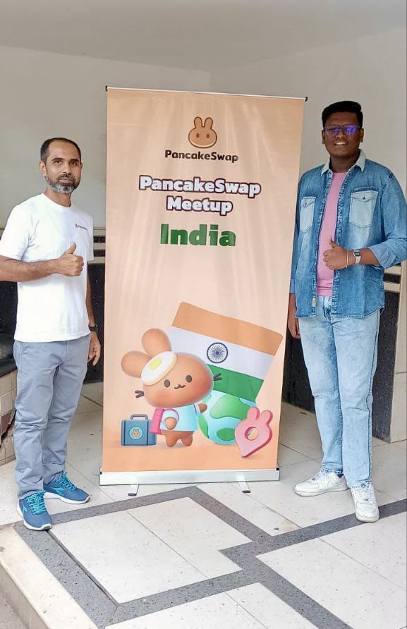 PancakeSwap's tweet photo. 🇮🇳 Our first-ever meetup in Mumbai just wrapped up — and the vibes are still going strong!

From DeFi convos to games and PancakeSwap merch, it was an unforgettable day 🥞🔥

Photos and highlights coming soon — stay tuned! https://t.co/z2CpaFVMcf